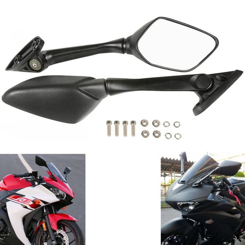 MZS Racing Motorcycle Mirrors, Fairing Rearview Side Mirror Accessories Black Compatible with YZF-R3 YZF-R25 YZF R3 R25 RH07J RG10J 2014-2018 - Image 2
